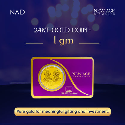 1 Gram Pure Gold Coin 24K 999 for Gifting & Savings | 100% Buyback Guaranteed | New Age Diamonds