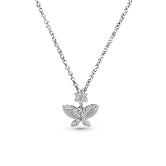 Butterfly Sparkle Lab Grown Diamond Pendant in 92.5 Silvadium – 0.13 Ct, 2.57 g | IGI Certified & Hallmarked