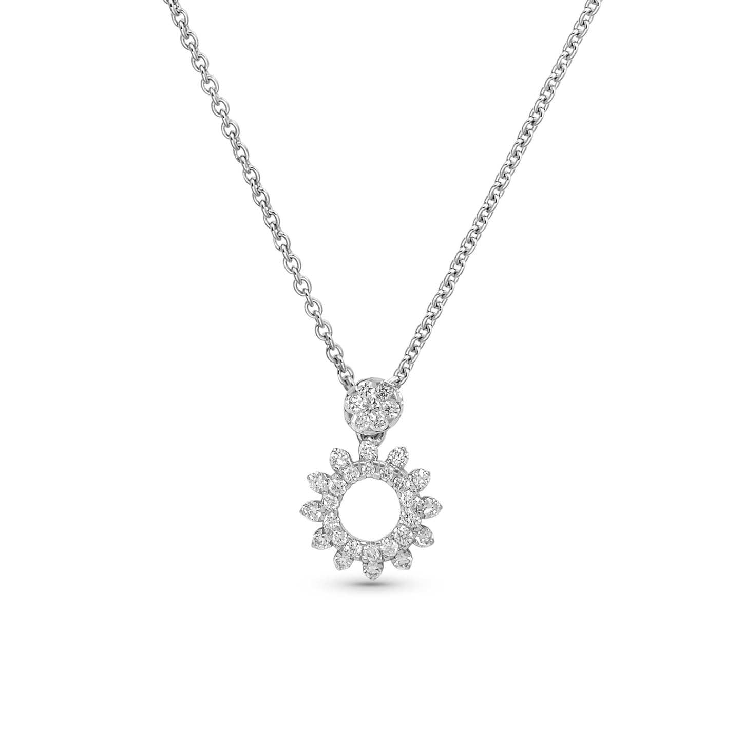 Lab Grown Diamond Sunburst Pendant 0.16 CT VS1  in 925 Silvadium (Silver + Palladium), 3.12g – IGI Certified, Hallmarked, Elegant & Durable Everyday Jewelry with Lifetime Plating Warranty