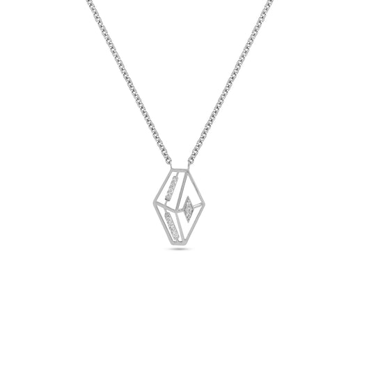 Modern Geometric Lab-Grown Diamond Pendant in 92.5 Silvadium – 0.04 Ct, 2.66 g | IGI  Certified Minimalist Jewelry