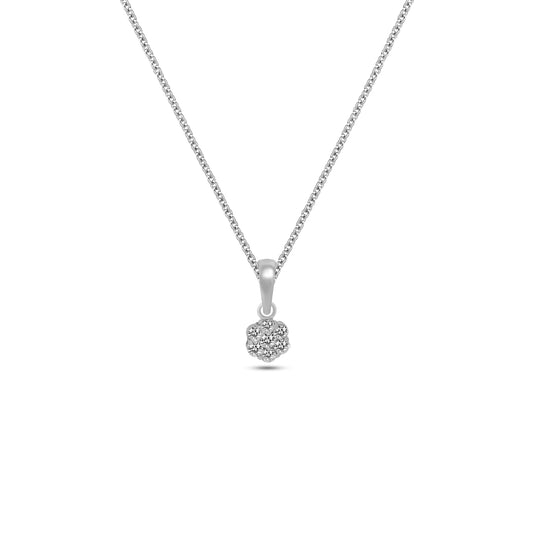 Lab Grown Diamond Round  Pendant 0.16 CT VS1  in 925 Silvadium (Silver + Palladium) 3.12g, IGI Certified, BIS Hallmarked, Elegant & Durable Everyday Jewelry with Lifetime Plating Warranty by New Age Diamonds