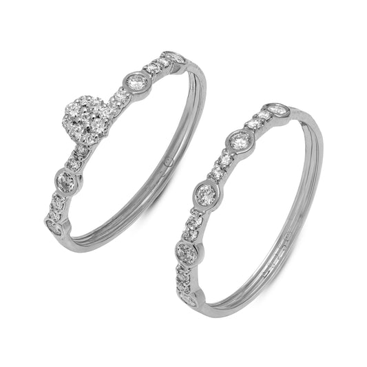 Lab Grown Diamond 0.68 CT, VS1,  Bezel Set Halo Ring – Silvadium (92.5 Silver + Palladium), 3.40g IGI Certified & Hallmarked