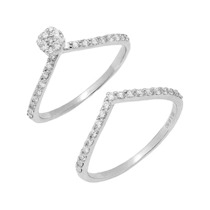 Lab Grown Diamond 0.65 CT, VS1, V-shaped Silvadium (92.5 Silver + Palladium) Ring,3.40g IGI Certified & Hallmarked