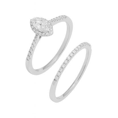 Lab Grown Diamond 0.68 CT, VS1, Marquise-Cut Ring– Silvadium (92.5 Silver + Palladium), 3.40g IGI Certified & Hallmarked
