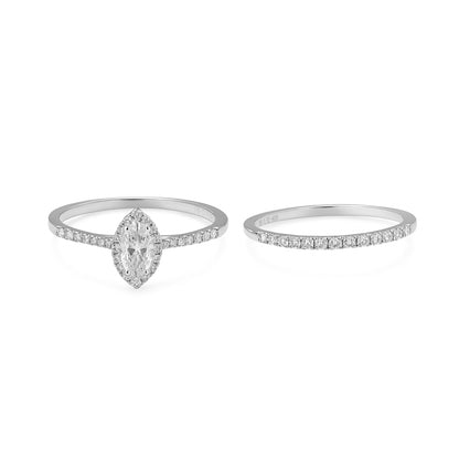 Lab Grown Diamond 0.68 CT, VS1, Marquise-Cut Ring– Silvadium (92.5 Silver + Palladium), 3.40g IGI Certified & Hallmarked