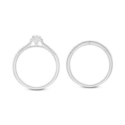 Lab Grown DIamond Marquise Cut Diamond Ring Set with Matching Band | 0.78 Ct, VS1, 3.10 gm | 925 Sterling Silver + Palladium | Women’s Engagement & Wedding Ring Set