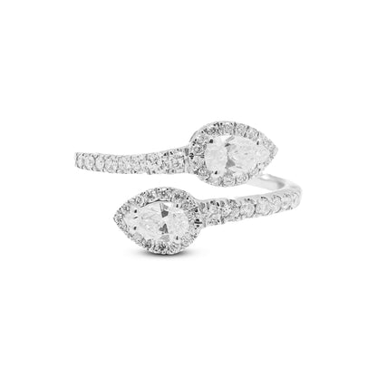 Elegant Double Pear Halo Lab-Grown Diamond Ring in Silvadium 0.85 Ct ,2.5 g 925 Hallmared and IGI Certified