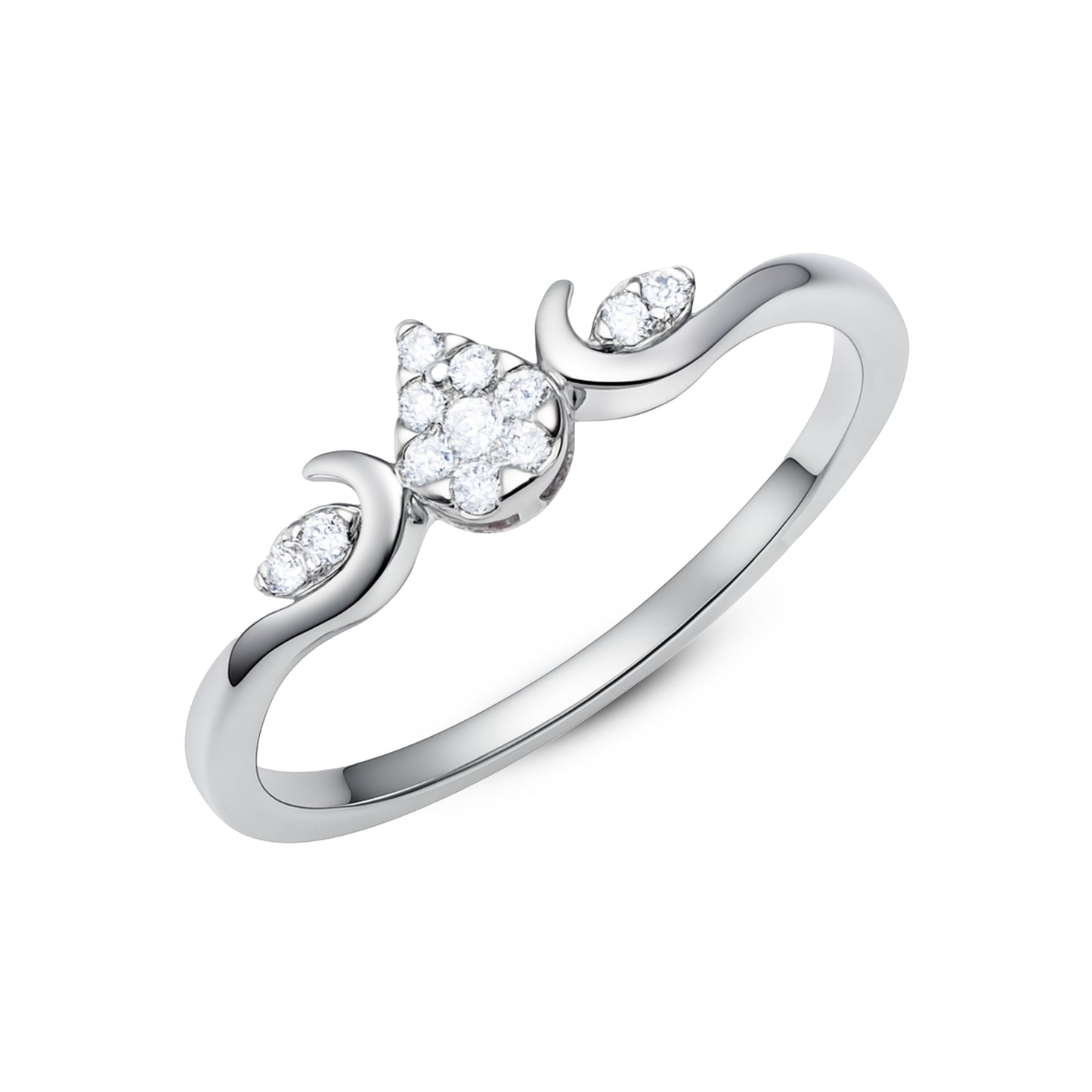 0.11 CT, VS1 Delicate Floral Lab-Grown Diamond Ring 1.35gm Silvadium (92.5 Silver + Palladium) | Hallmarked & IGI Certified