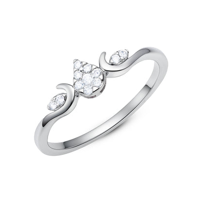 0.11 CT, VS1 Delicate Floral Lab-Grown Diamond Ring 1.35gm Silvadium (92.5 Silver + Palladium) | Hallmarked & IGI Certified