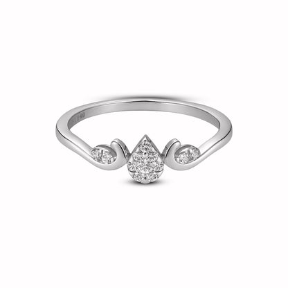 0.11 CT, VS1 Delicate Floral Lab-Grown Diamond Ring 1.35gm Silvadium (92.5 Silver + Palladium) | Hallmarked & IGI Certified