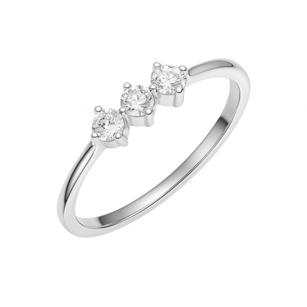 0.23 CT VS1 Lab-Grown Diamond Elegant 3-Stone Ring, 1.2gm | 925 Silvadium (Silver + Palladium) | Hallmarked & Certified