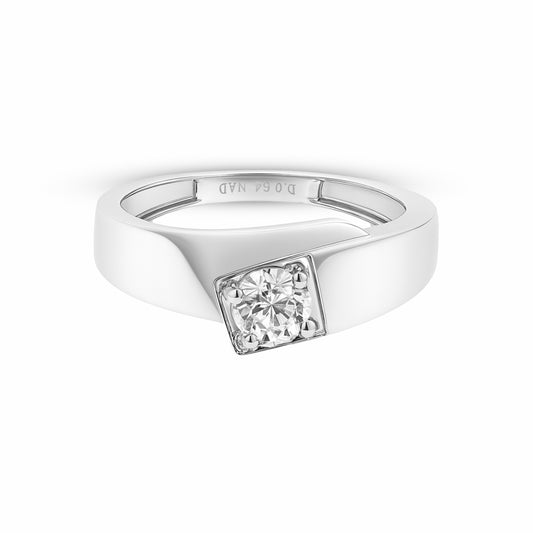 Men’s Lab Grown Diamond Ring, 0.64CT in 925 Sterling Silver with Palladium | IGI Certified Solitaire Engagement Band | BIS Hallmarked | Everyday & Occasion Wear | Lifetime Plating by New Age Diamonds