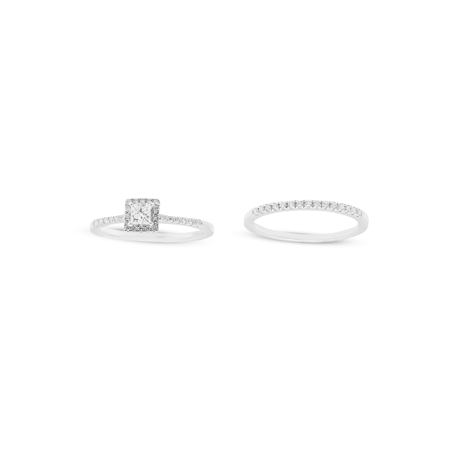 Lab Grown Diamond 0.44 CT IGI Certified Princess Cut Engagement Ring Set in 925 Silver with Palladium – Modern Minimalist Halo Design for Women, Hallmarked & Gift-Ready