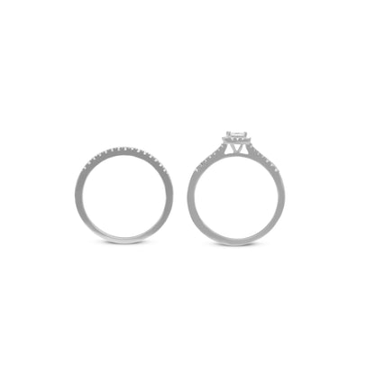 Lab Grown Diamond 0.44 CT IGI Certified Princess Cut Engagement Ring Set in 925 Silver with Palladium – Modern Minimalist Halo Design for Women, Hallmarked & Gift-Ready