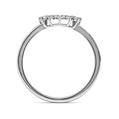 0.21 CT, VS1 IGI Certified Lab Grown Diamond Sunflower Halo Ring in 92.5 Silver with Palladium (Silvadium) - Elegant Floral Design Engagement, Wedding & Anniversary Ring By New Age Diamonds