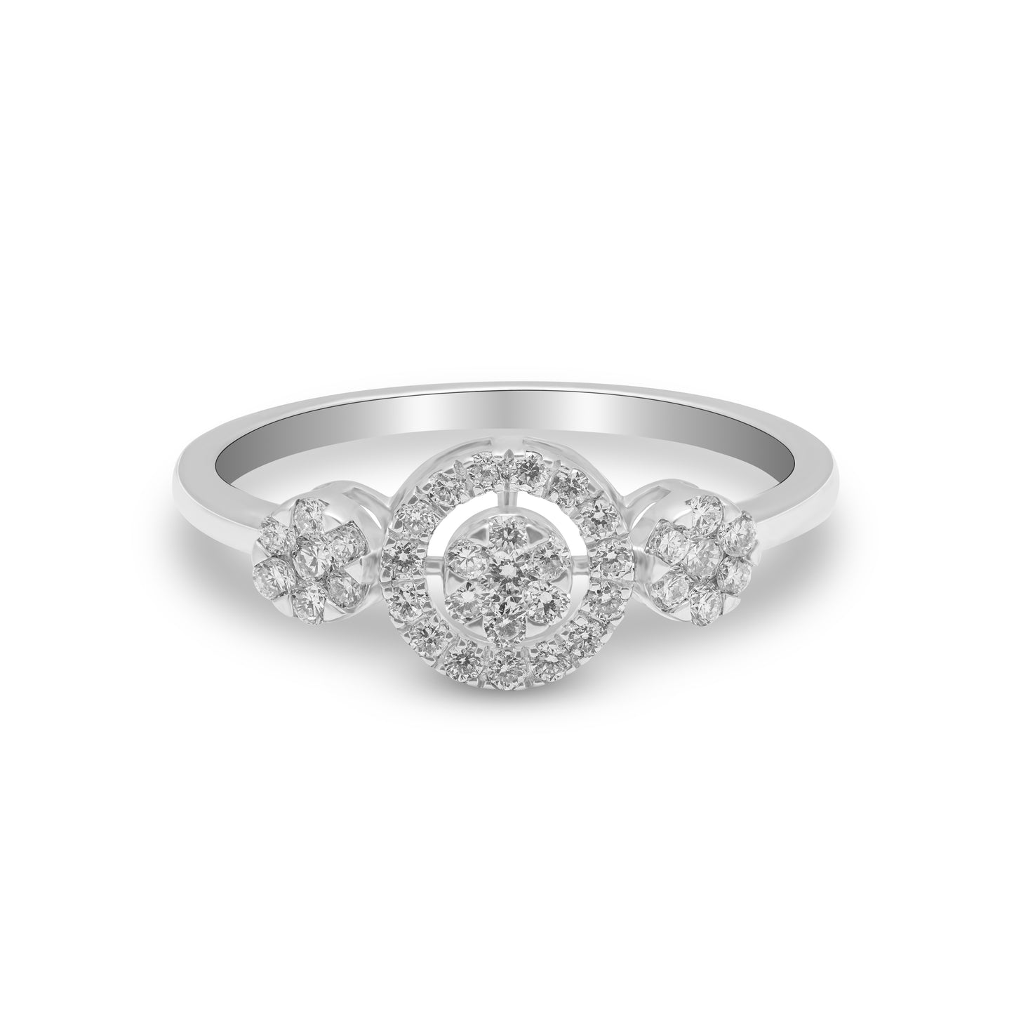 0.35 CT, VS1 IGI Certified Cluster Halo Ring in 92.5 Silver with Palladium (Silvadium) for Girls and Women, Hallmarked & An ideal gift for anniversaries, birthdays and Valentine’s Day,