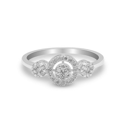 0.35 CT, VS1 IGI Certified Cluster Halo Ring in 92.5 Silver with Palladium (Silvadium) for Girls and Women, Hallmarked & An ideal gift for anniversaries, birthdays and Valentine’s Day,
