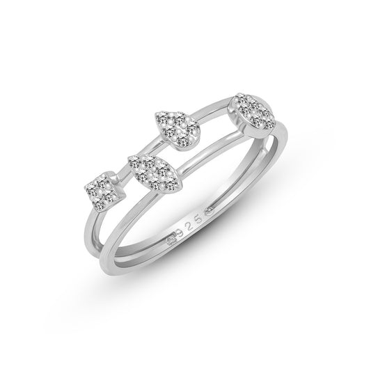 Lab Grown Diamond Ring in 92.5 Silver with Palladium  MultiShape Ring in 0.14 CT,VS1,Hallmarked & IGI Certified- Modern Minimalist Design for Girls/Women - Perfect for casual, workwear, everyday ring
