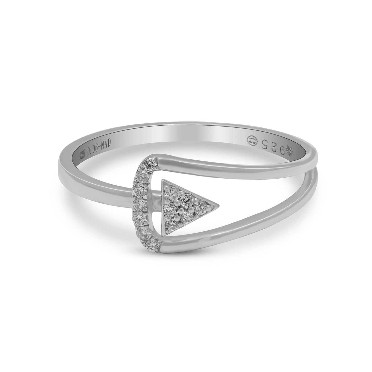 0.06 CT Diamond Triangle Arrow Ring in 925 Sterling Silver – Hallmarked & Certified Women’s Minimalist Geometric Jewelry by New Age Diamonds