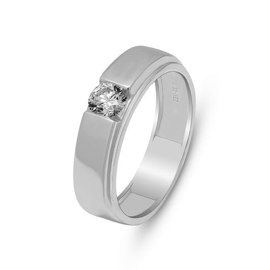 Lab Grown Diamond 0.32 CT IGI Certified Men's Ring in 925 Sterling Silver with Palladium (Silvadium) – Modern Minimalist Wedding Band, Hallmarked & Gift-Ready
