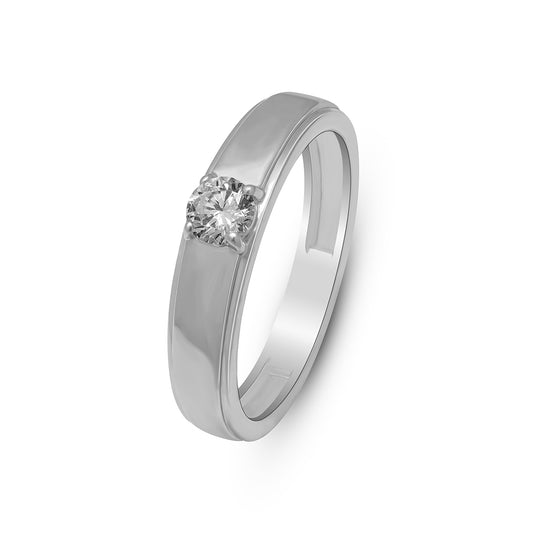 Lab Grown Diamond 0.34CT IGI Certified Men’s Ring in 925 Silver with Palladium (Silvadium) – Modern Minimalist Engagement Band, Hallmarked & Gift-Ready