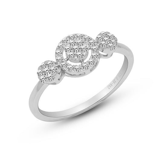 0.35 CT, VS1 IGI Certified Cluster Halo Ring in 92.5 Silver with Palladium (Silvadium) for Girls and Women, Hallmarked & An ideal gift for anniversaries, birthdays and Valentine’s Day,