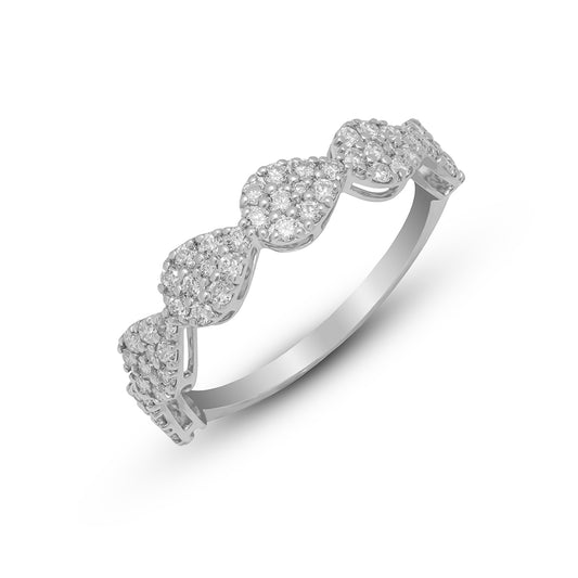 Lab Grown Diamond Cluster Ring in 92.5 Silver with Palldaium (Silvadium) 0.56 CT, IGI Certified – Multi-Stone Pave Setting Wedding, Anniversary & Engagement Jewelry for Women