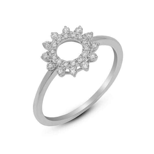 0.21 CT, VS1 IGI Certified Lab Grown Diamond Sunflower Halo Ring in 92.5 Silver with Palladium (Silvadium) - Elegant Floral Design Engagement, Wedding & Anniversary Ring By New Age Diamonds