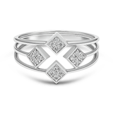 0.15 CT, VS1 IGI Certified Lab Grown Diamond Geometric Ring in 92.5 Silver with Palladium (Silvadium) - Hallmarked | Modern Square Design By New Age Diamonds