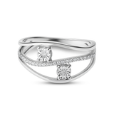 0.14 CT, VS1 Lab Grown Diamond Two-Stone Accent Design Ring in 92.5 Silver with Palladium (Silvadium) - IGI Certified, Hallmarked | Luxury Engagement, Wedding & Everyday Wear Jewelry