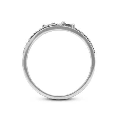 0.14 CT, VS1 Lab Grown Diamond Two-Stone Accent Design Ring in 92.5 Silver with Palladium (Silvadium) - IGI Certified, Hallmarked | Luxury Engagement, Wedding & Everyday Wear Jewelry