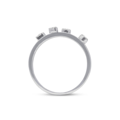 Lab Grown Diamond Ring in 92.5 Silver with Palladium  MultiShape Ring in 0.14 CT,VS1,Hallmarked & IGI Certified- Modern Minimalist Design for Girls/Women - Perfect for casual, workwear, everyday ring