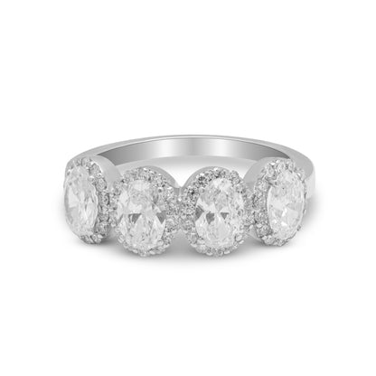 1.61 CT, VS1 IGI Certified Lab Grown Diamond Oval Cut Halo Ring in 92.5 Silver with Palladium (Silvadium) - Engagement, Anniversary & Wedding Band Jewelry for Women