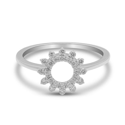 0.21 CT, VS1 IGI Certified Lab Grown Diamond Sunflower Halo Ring in 92.5 Silver with Palladium (Silvadium) - Elegant Floral Design Engagement, Wedding & Anniversary Ring By New Age Diamonds