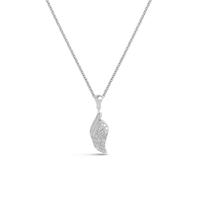 925 Silver & Palladium Leaf Motif Diamond Pendant Necklace | 0.27 Ct | 2.74 g | Certified & Hallmarked