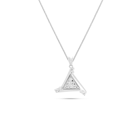 Lab Grown Diamond Triangle Pendant 0.17 CT in 925 Silvadium (Silver + Palladium), 3.12g – IGI Certified, BIS Hallmarked, Elegant Everyday & Occasion Wear Jewelry with Lifetime Plating Warranty by New Age Diamonds