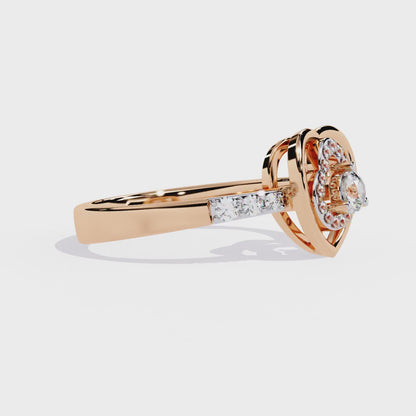 Valentine's Delight: 0.24ct Diamond Heart Ring in 14k Gold