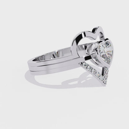 Double Heartbeat: 0.51ct Heart-Shaped Lab Grown Diamond Ring in 14k Gold