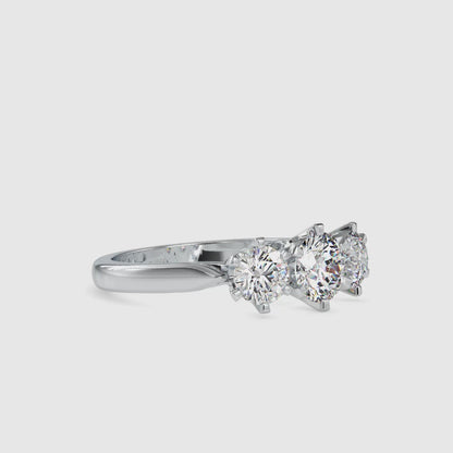 Lab Grown Diamonds with 1.05 CT Center Solitaire, 0.45 CT Side Diamonds Each(1.91 CT),Three-Stone Engagement Ring in 14K Gold- IGI Certified & Customizable