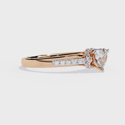 Radiant Heart: 14k Gold Heart Ring with 0.49ct Diamond