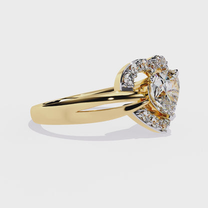 Love's Embrace: 0.97ct Heart-Shaped Lab Grown Diamond Ring in 14k Gold