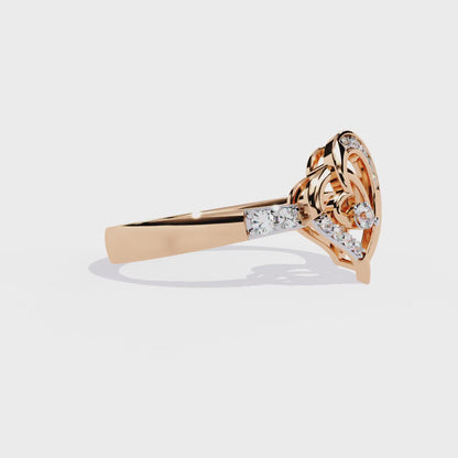 Sparkling Heart: 14k Gold Ring with 0.13ct Diamond Accent