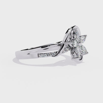 Blooming Love: 14k Gold Ring with 0.30ct Diamonds