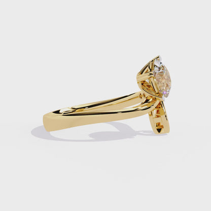 Whimsical Elegance: 0.94ct Lab Grown Diamond Ring in 14k Gold