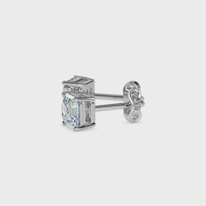 2CT Princess Cut Lab Grown Diamond Stud Earrings (1CT Each) – IGI Certified, Customizable in 14K Gold