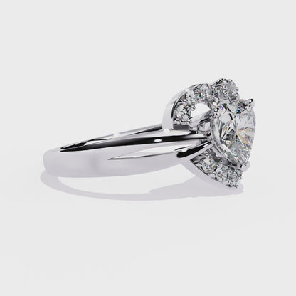 Love's Embrace: 0.97ct Heart-Shaped Lab Grown Diamond Ring in 14k Gold