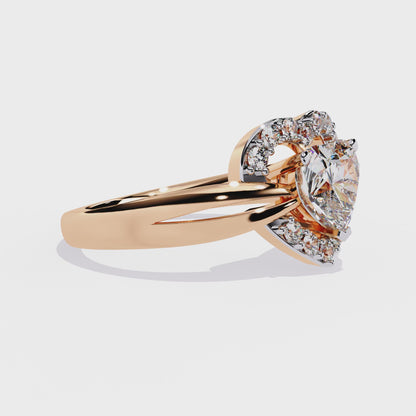 Love's Embrace: 0.97ct Heart-Shaped Lab Grown Diamond Ring in 14k Gold