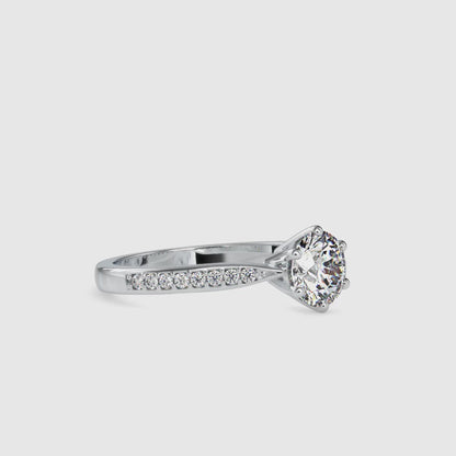 Lab Grown Diamonds with 1 CT Center Solitaire, 0.32 CT Side Diamonds (1.32 CT),Pavé Band Ring in 14K Gold- IGI Certified & Customizable