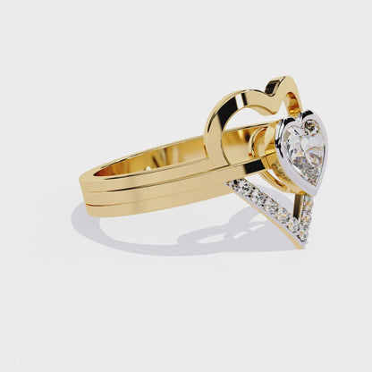 Double Heartbeat: 0.51ct Heart-Shaped Lab Grown Diamond Ring in 14k Gold