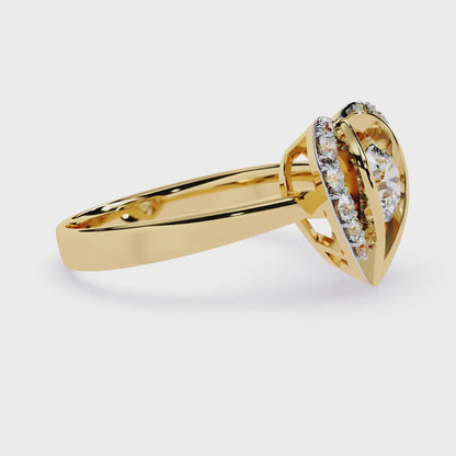 Dancing Heart: 0.66ct Lab Grown Diamond Ring in 14k Gold with Double Halo